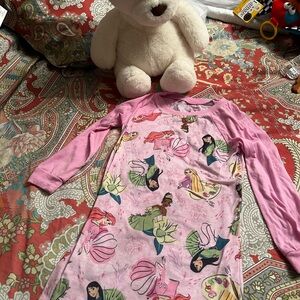 Kids Disney Pink Princess Night Gown 6 & white teddy bear by animal adventures